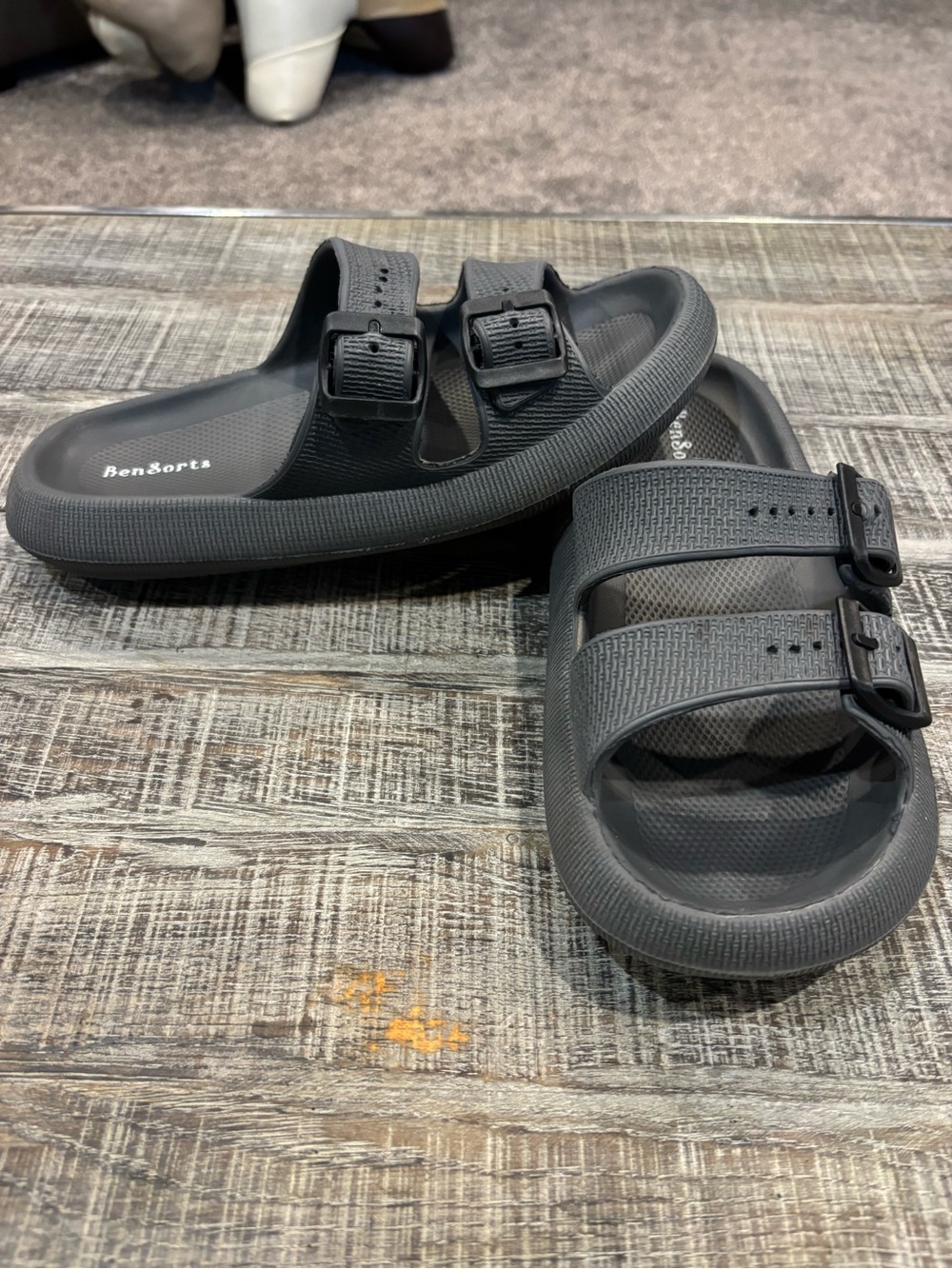 Men's Gray Dual-Strap Pillow Slide Sandals - Picture 2 of 5